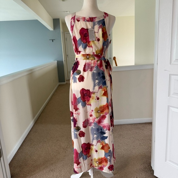 Watercolor Floral Faux Wrap Maxi Dress - Picture 5 of 8